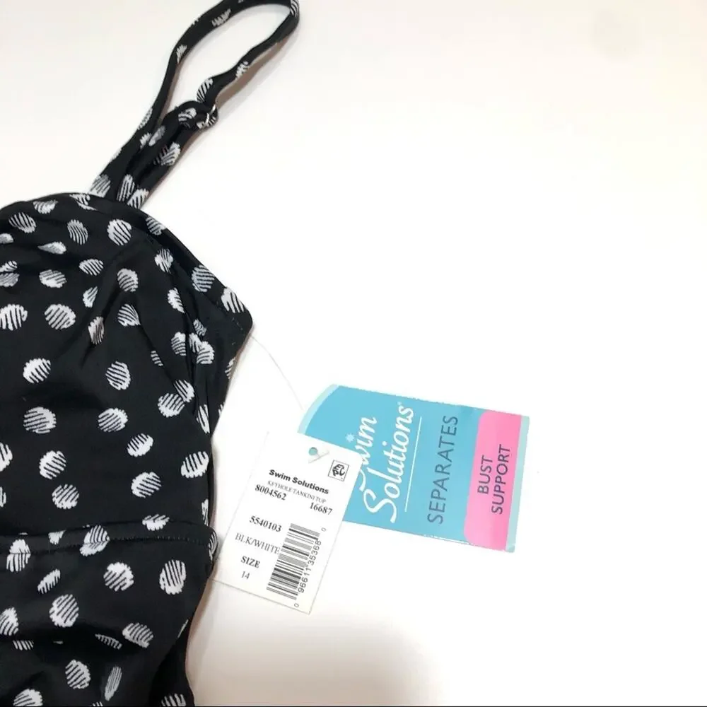 Swim Solutions Keyhole Hardware Tankini Swim Top